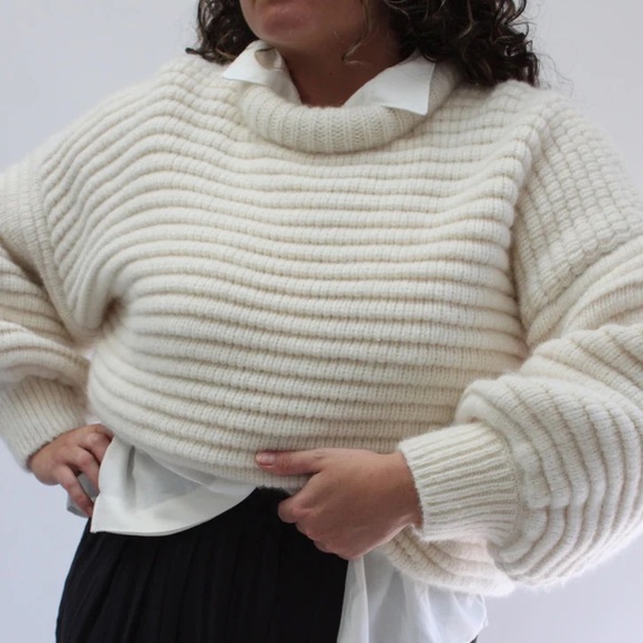 Na Nin Romy Pima Cotton Balloon Sleeve Sweater Ivory - Picture 8 of 11